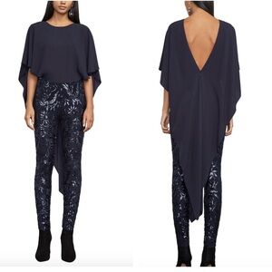 BCBGMaxAzria Navy Sequin Jumpsuit